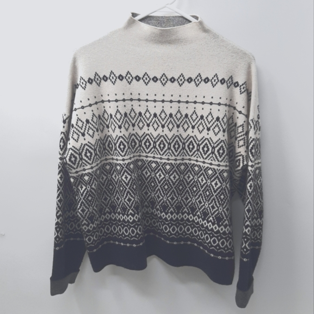 Joie fair isle mock neck cropped sweater large